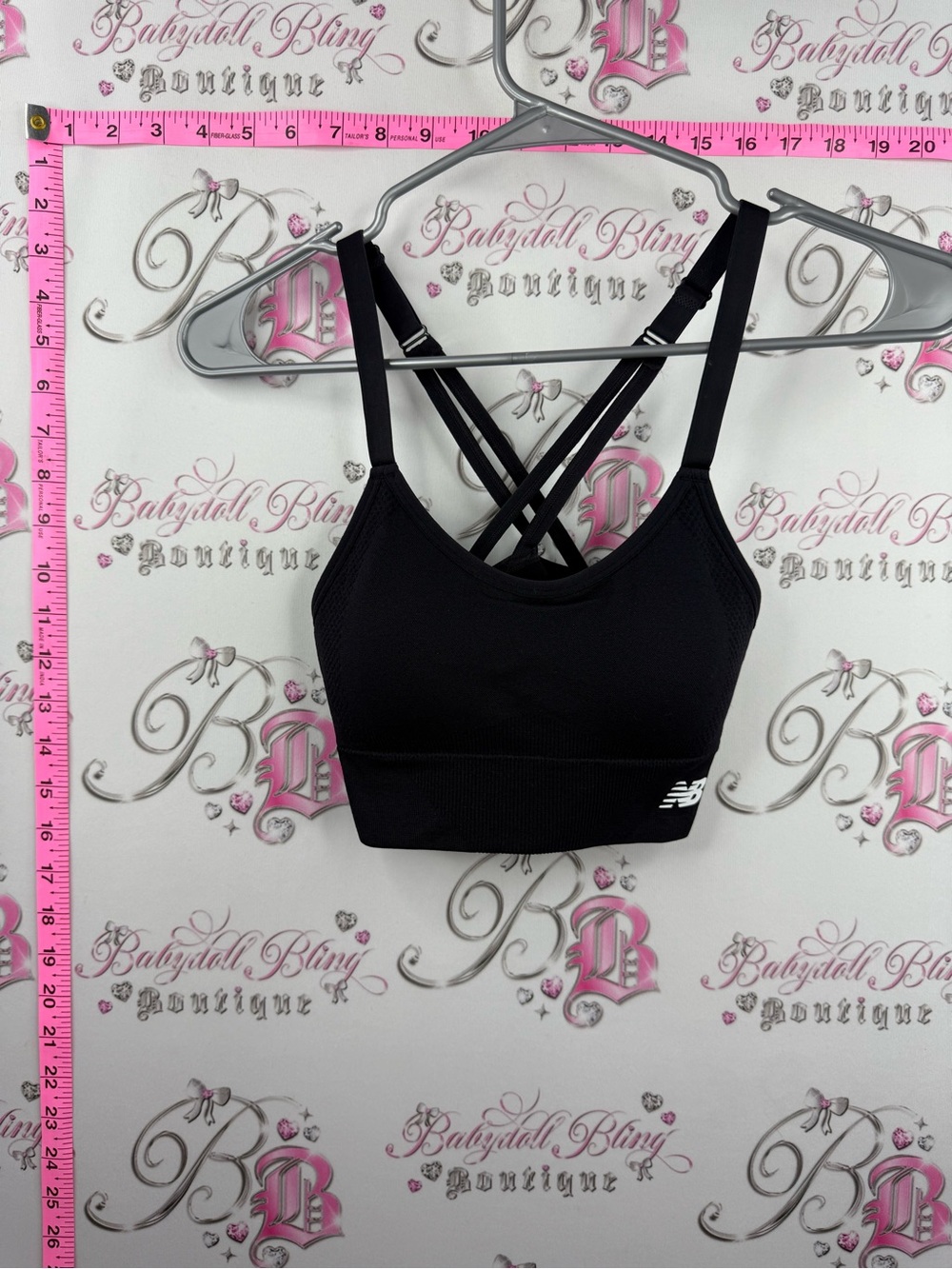 New Balance Black Crisscross Strappy Sports Bra - Picture 5 of 9